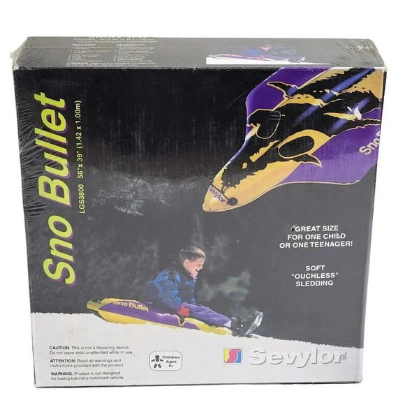 NEW Vintage 90’s Sevylor Sno Bullet 56” Inflatable Snow Sled Tube Pool Float - Picture 1 of 8